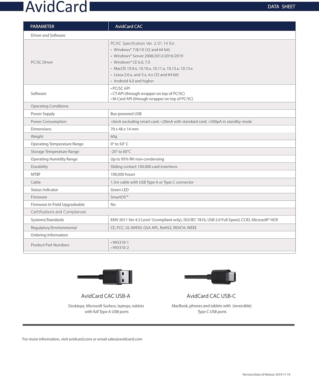 AvidCard CAC USB-C Smart Card Reader (SCR3310v2.0 Version)